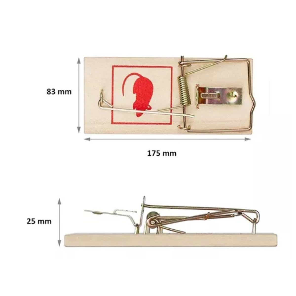 GENERICO - Trampa Madera Metal Reusable Rata Ratón Roedores 175x83mm