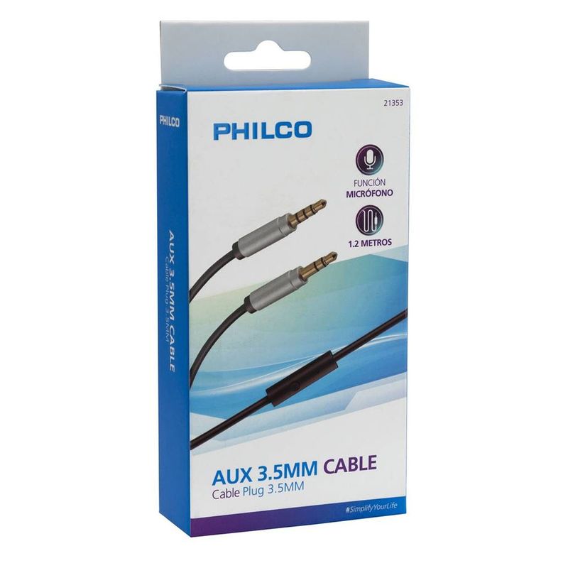 PHILCO - Cable 3.5 A 3.5 Audio Y Microfono 1.2 MTS 79PLC21353