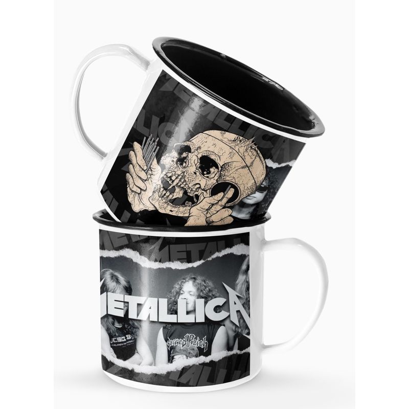 S/M - Taza Lechero Enlozado Metallica Calabera
