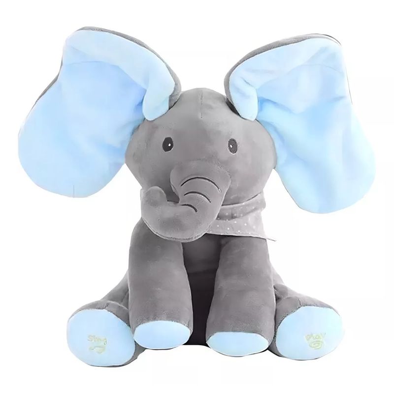 GENERICO - Elefante Musical De Apego Peek A Boo Azul
