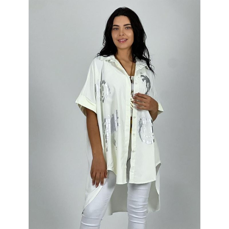 ENIGMATICA BOUTIQUE - Blusa Lineal con Emojis - Celeste - Tamaño Único