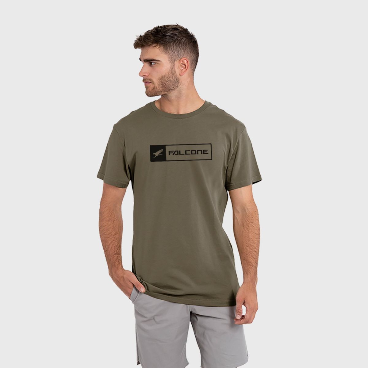 FALCONE - Polera Orgánica Rectangular Logo V2 Hombre Falcone