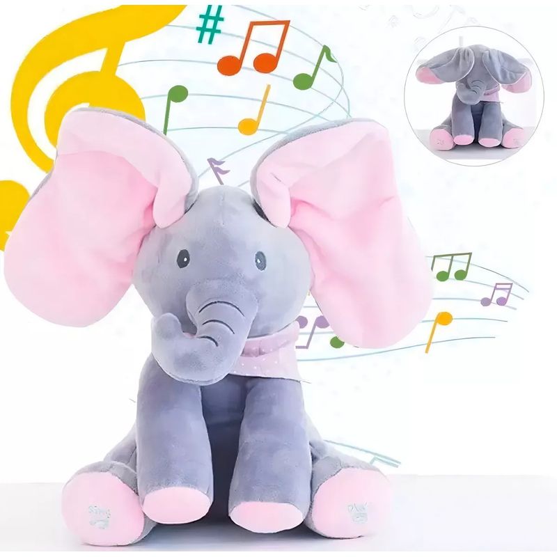 GENERICO - Elefante Peek A Boo Interactivo Flappy Rosado