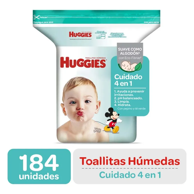HUGGIES - TOALLITAS HUMEDAS HUG NATURAL CARE 4EN1 184 UDS