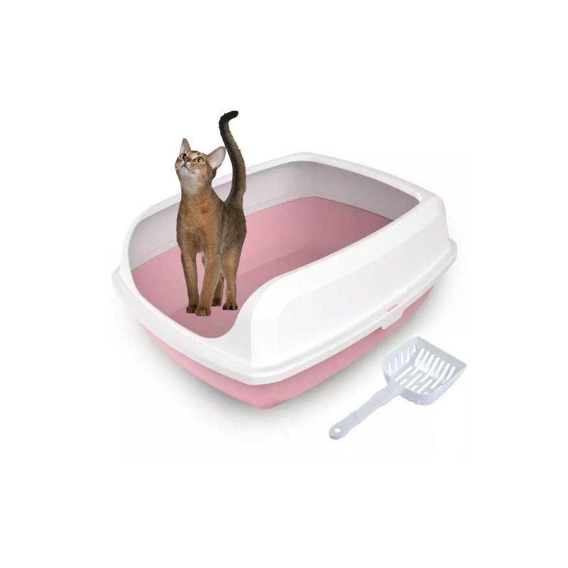 GENERICO - Baño Sanitario Abierto Con Pala Para Gatos Rosa