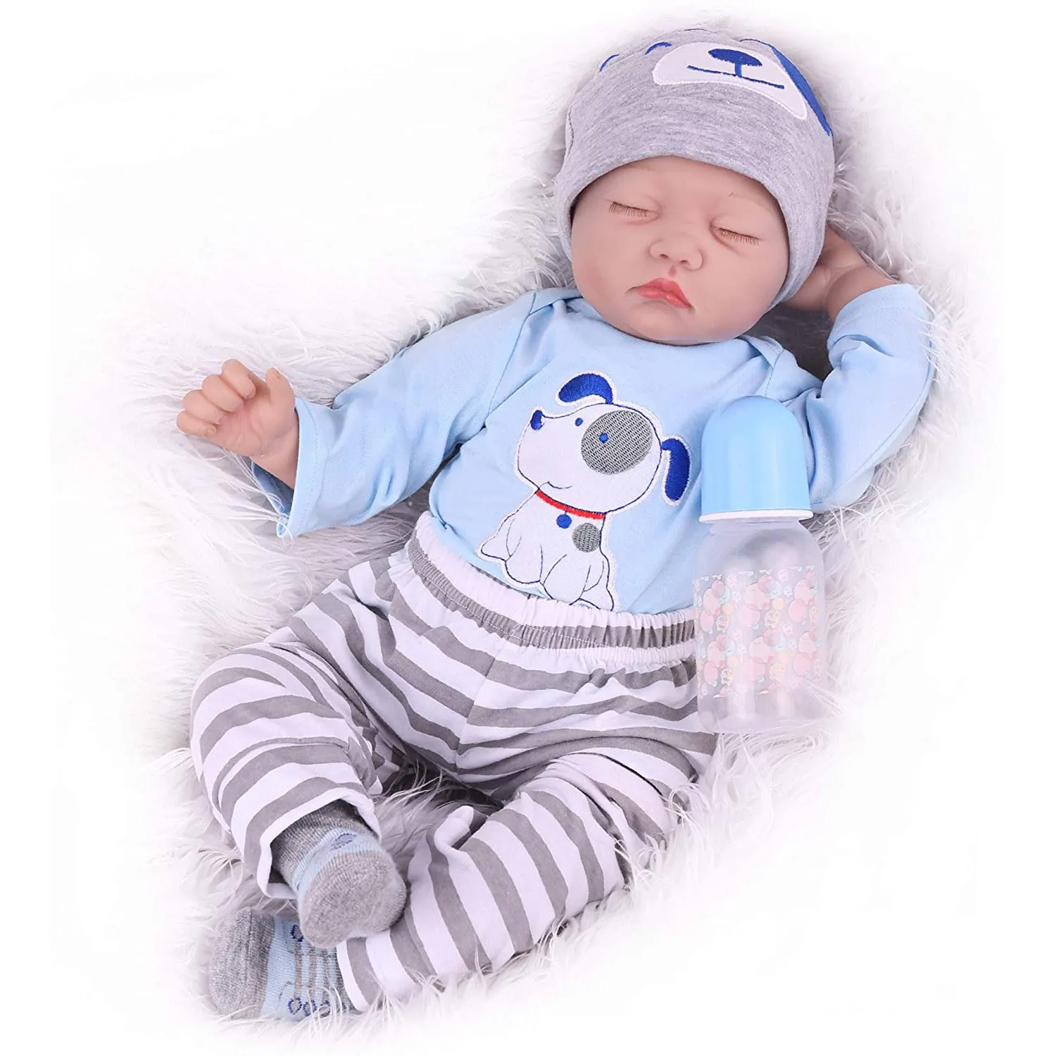 Muñeca Bebé Reborn De 55 Cm (22 Pulgadas) - Silicona Suave Y Vinilo, Ojos Cerrados, Realista, Para Niños Y Coleccionistas