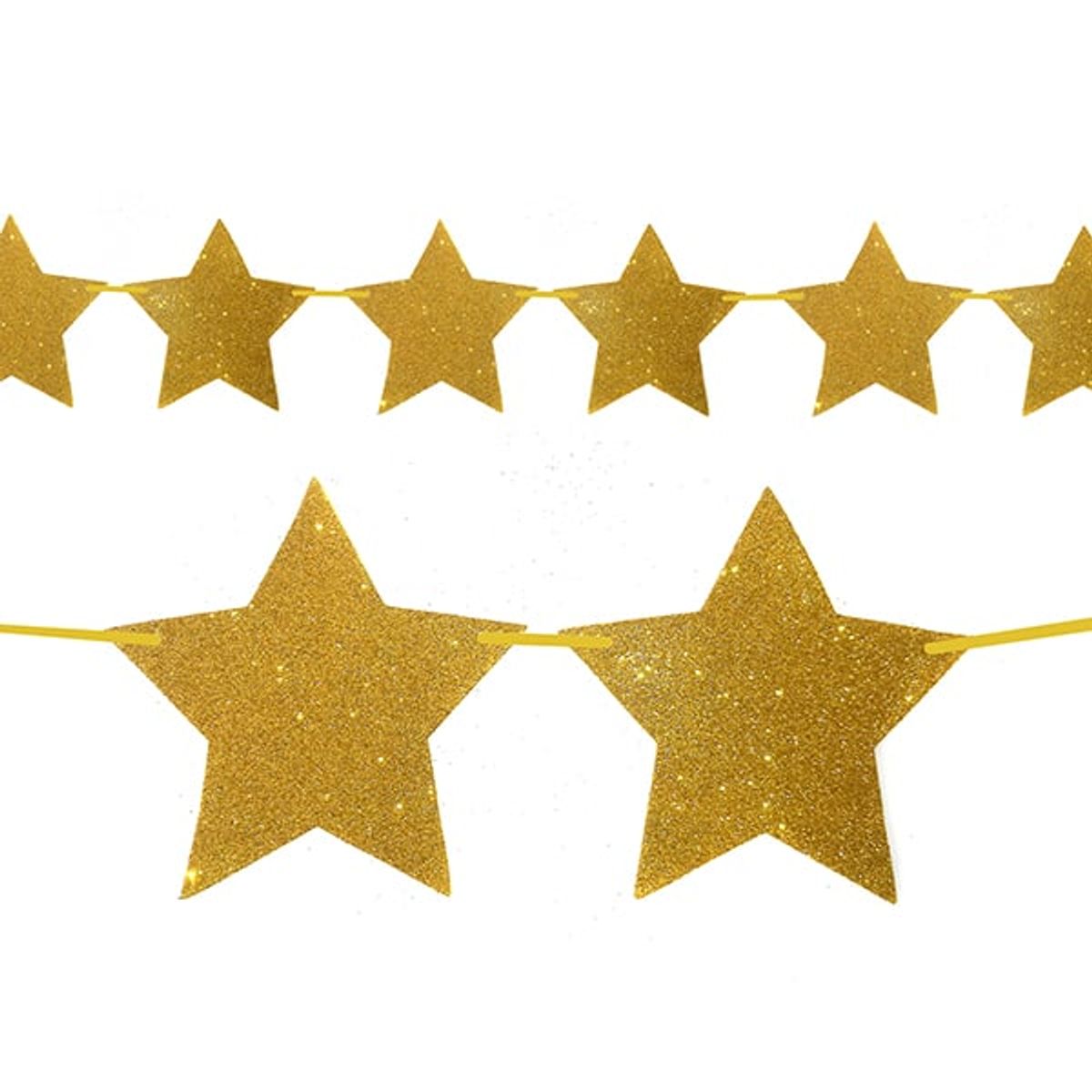 GENERICO - GUIRNALDA ESTRELLA DORADO 15 PCS X1 UNI