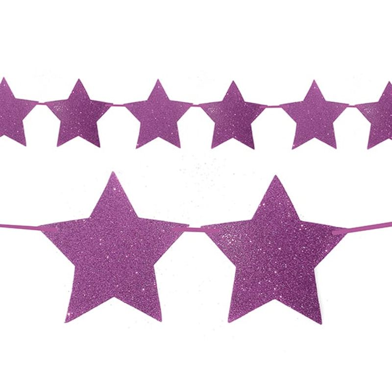 GENERICO - GUIRNALDA ESTRELLA ROSADA 15 PCS X1 UNI
