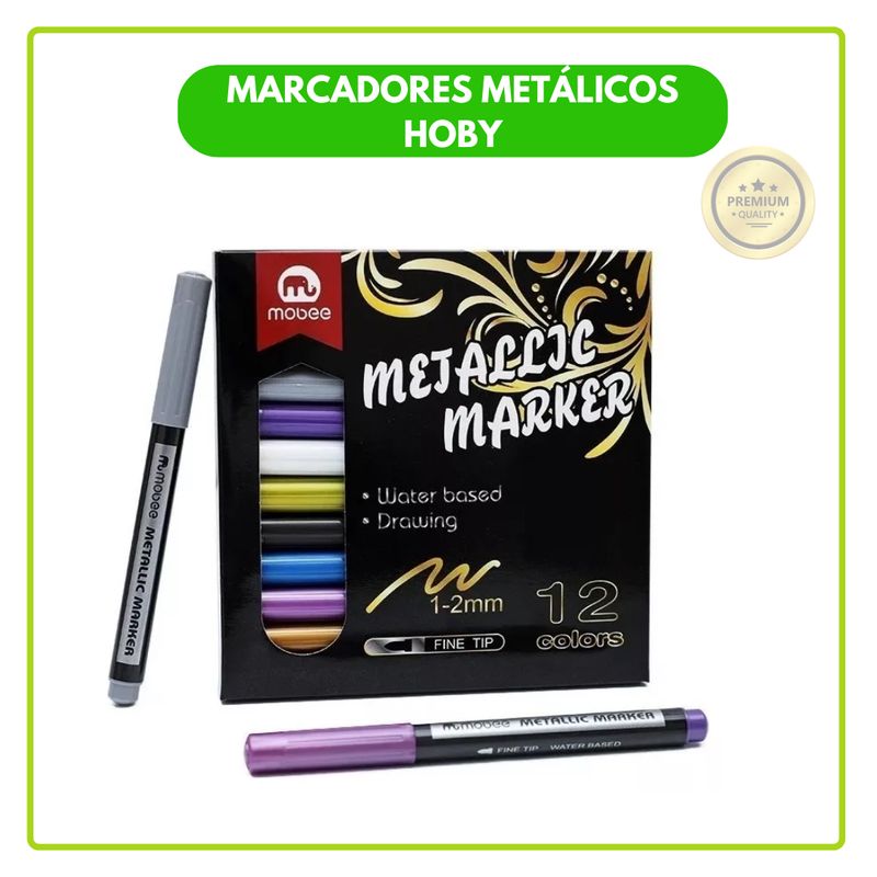 GENERICO - MARCADORES HOBY METALICOS 12 UNIDADES