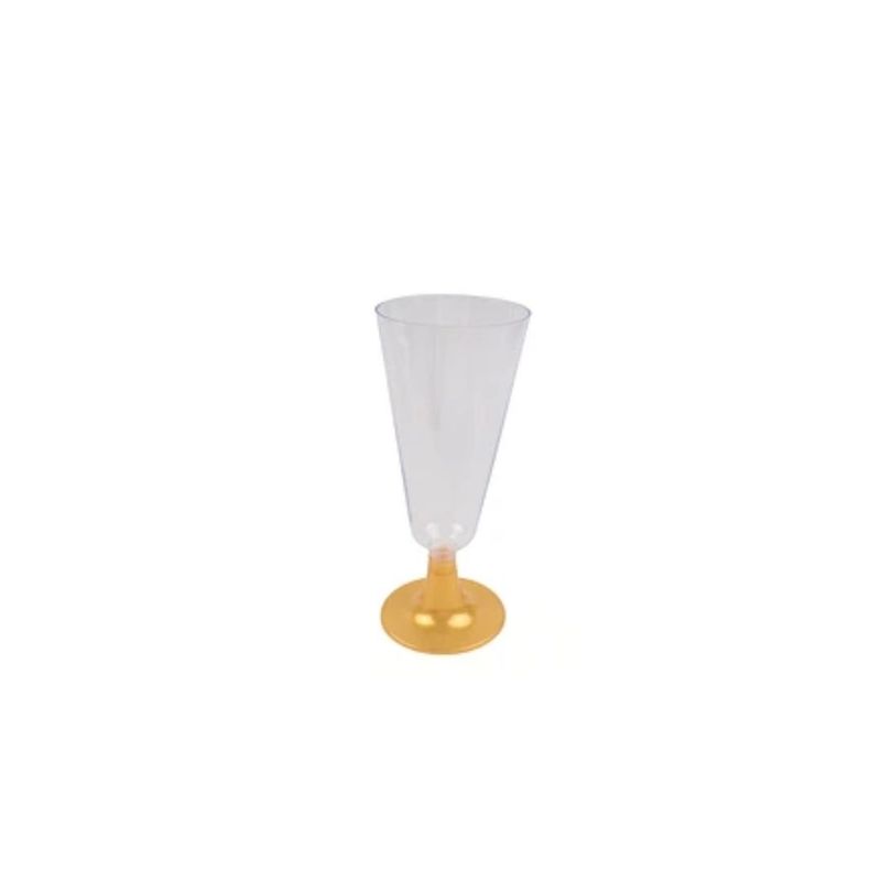 GENERICO - Copa Plastica De Champagne Base Dorada 6pcs 5x6x16cm