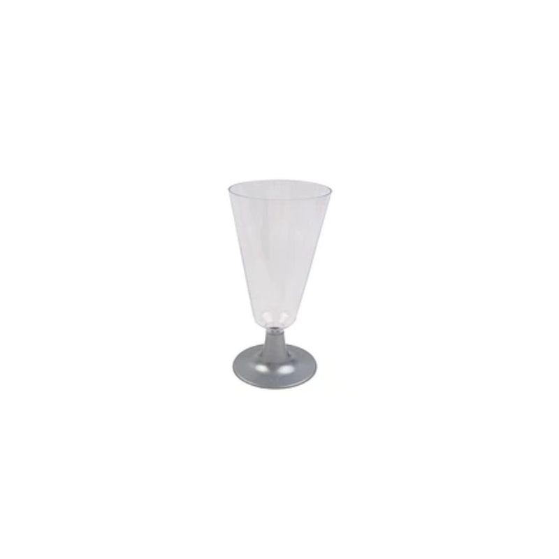 GENERICO - Copa Plastica De Champagne Base Plateada 6pcs 5x6x16cm