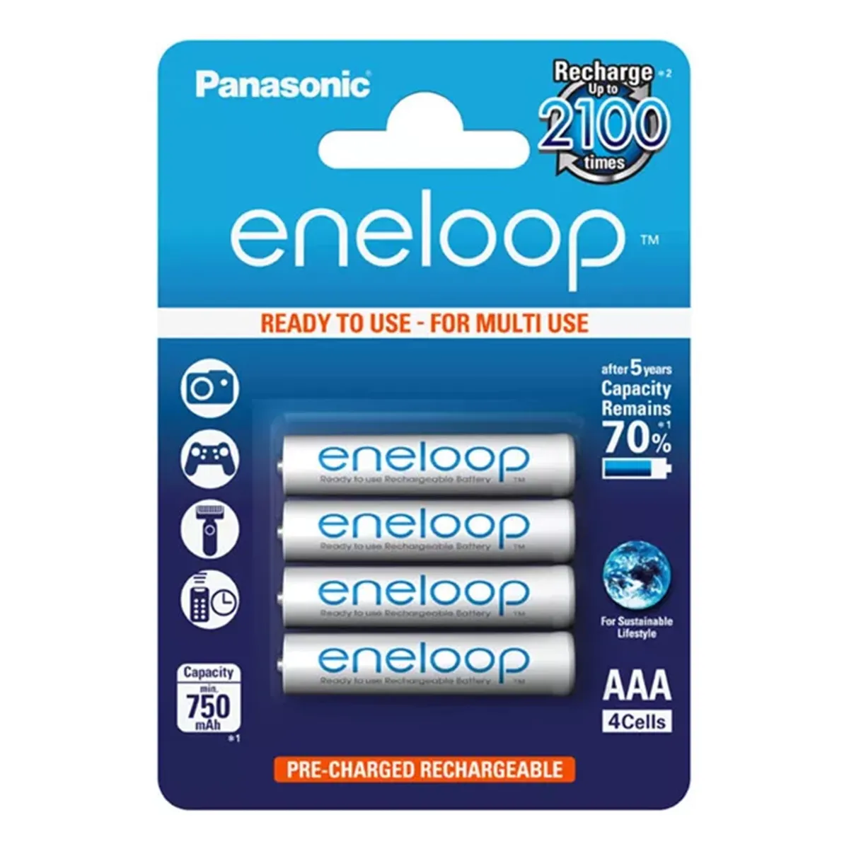 PANASONIC - Pilas Recargable Panasonic  Eneloop Pro AAA 4 Unidades 800 Mah