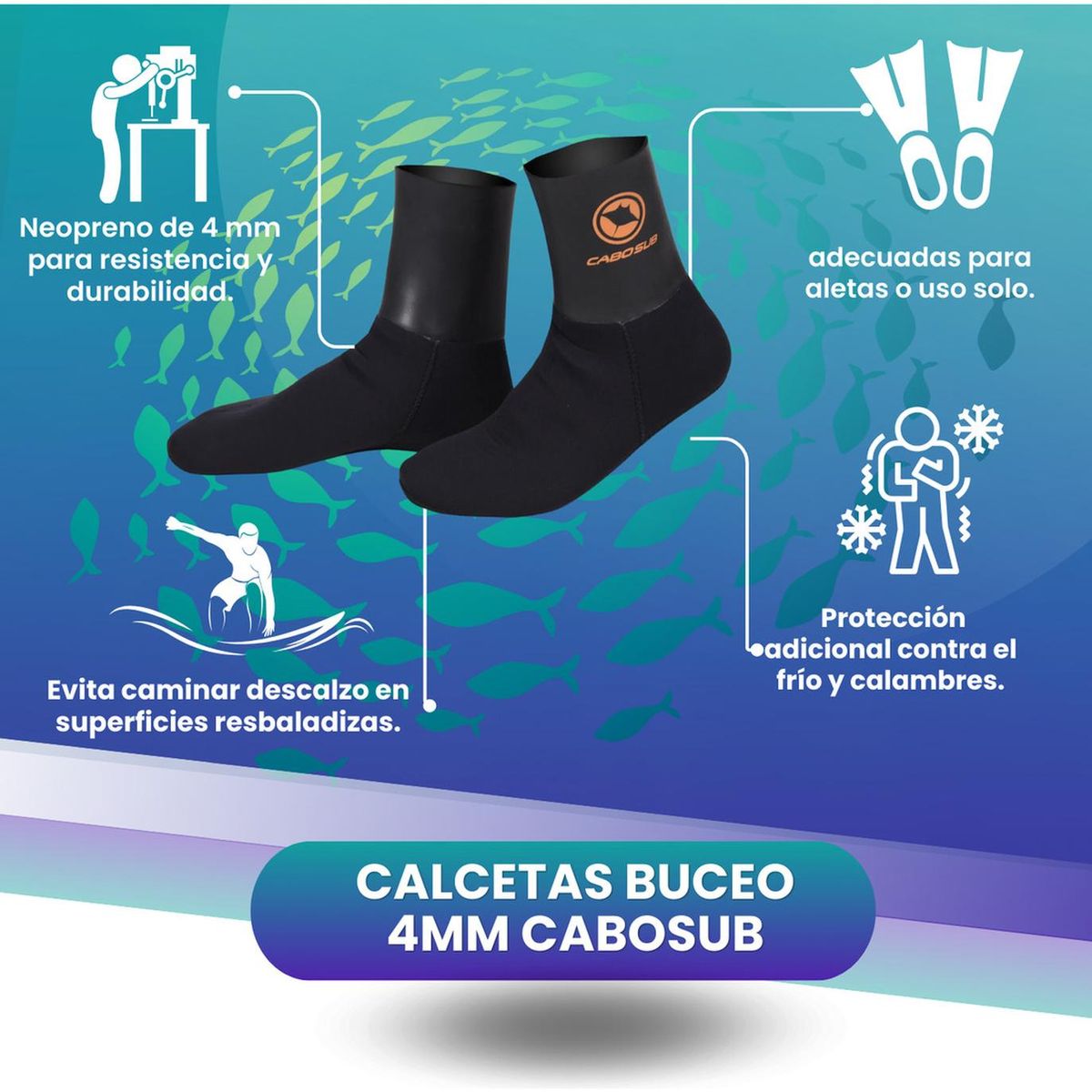 CABOSUB - Calcetas Buceo 4mm Cabosub - Negro