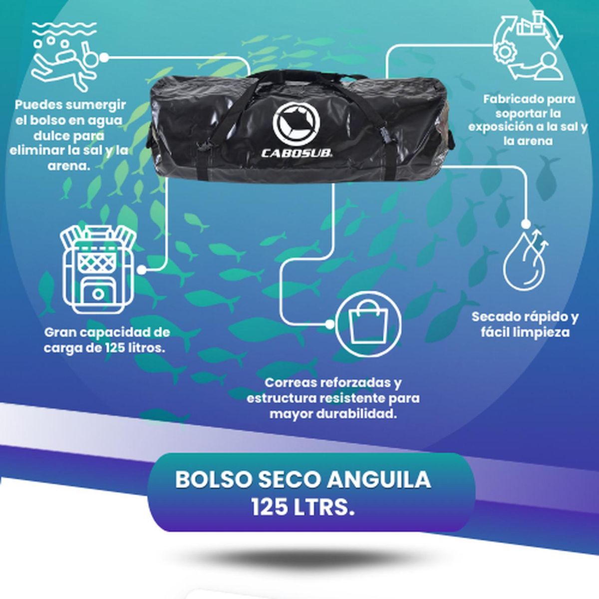 CABOSUB - Bolso Seco Anguila con capacidad de 120 Litros