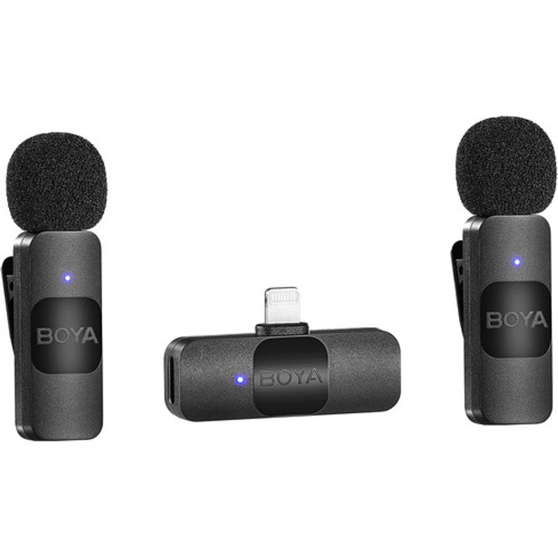 BOYA - Micrófono Inalámbrico BOYA 2.4GHz doble ultra compacto y portable con conector Lightning