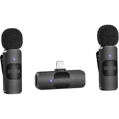 BOYA - Micrófono Inalámbrico 2.4GHz doble ultra compacto y portable con conector Lightning