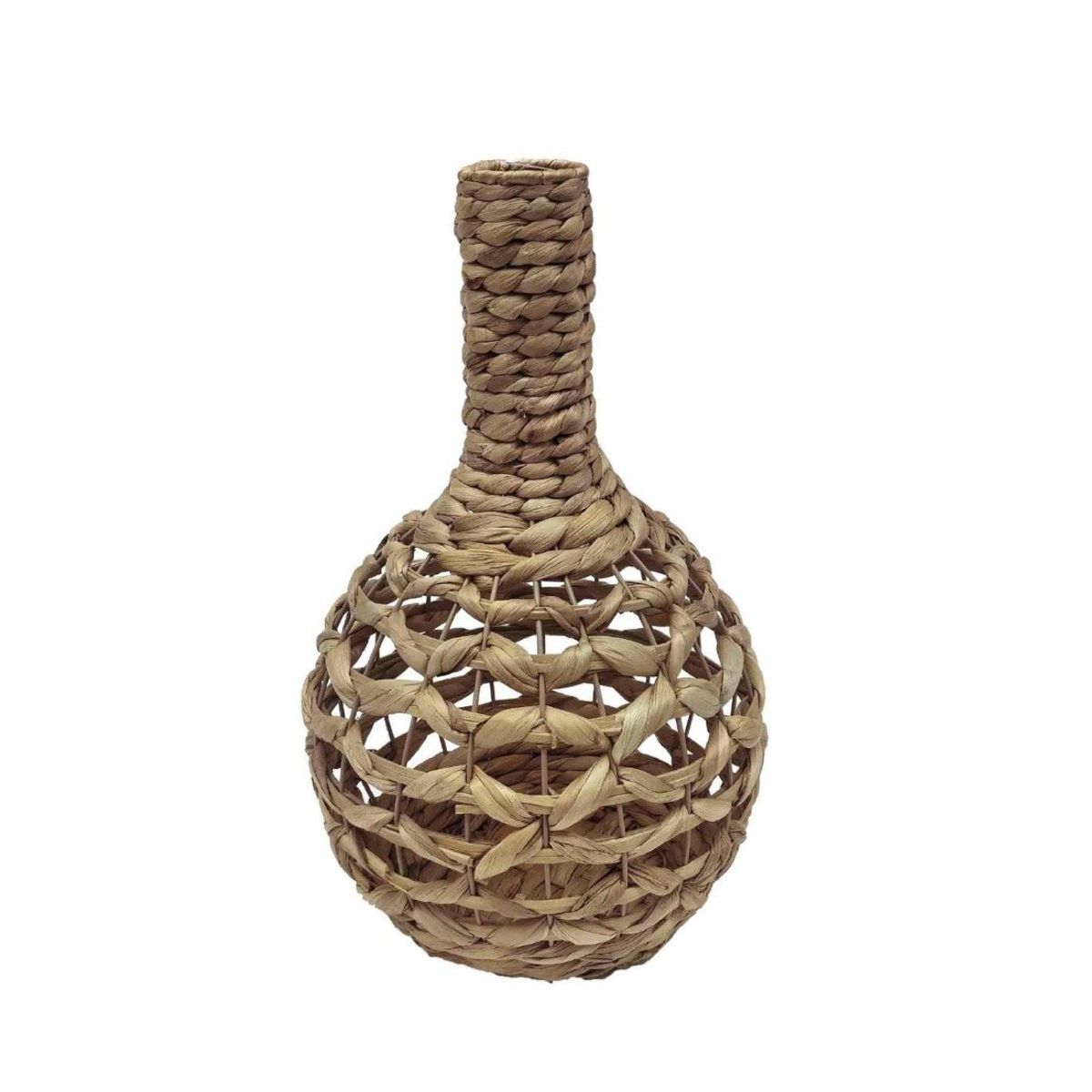 GENERICO - Jarrón decorativo de mimbre marrón 24x40cm