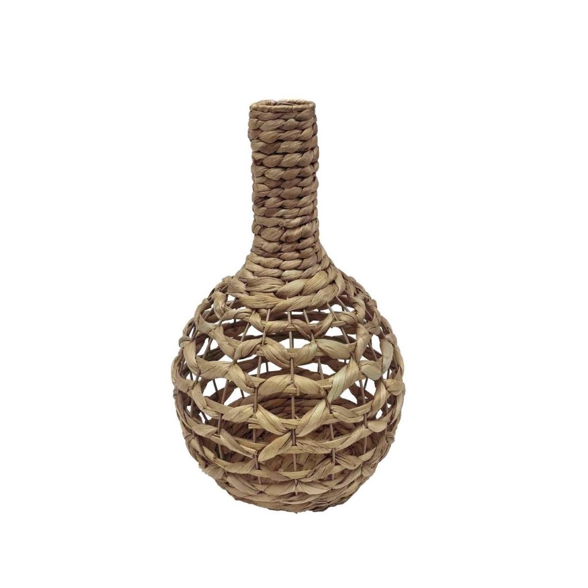 GENERICO - Jarrón decorativo de mimbre marrón 24x40cm