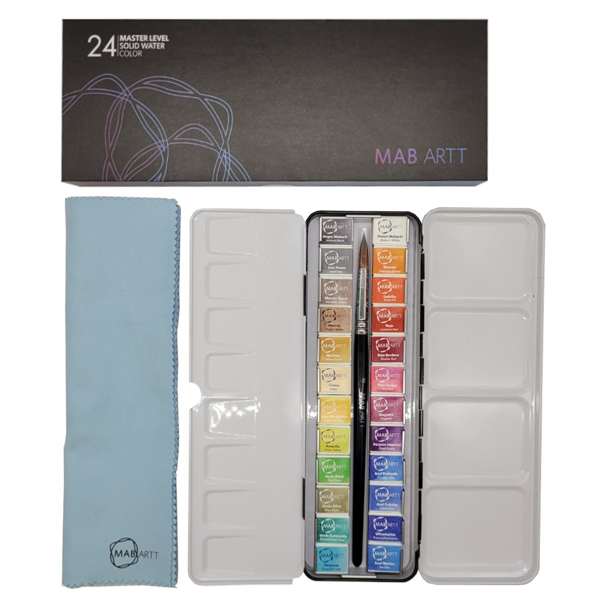 MABARTT - Acuarelas Profesionales en Pastillas Mabartt Set 24 Colores