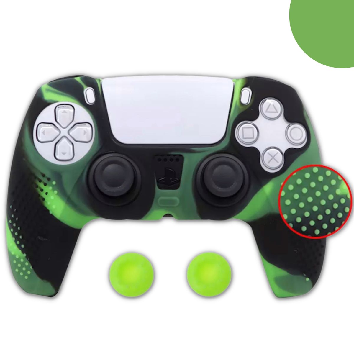 GENERICO - Funda Control Silicona Protectora Mando Ps5 Grips - Camo Verde