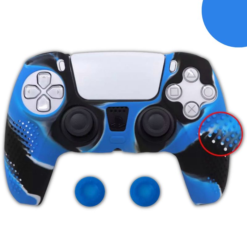 GENERICO - Funda Control Silicona Protectora Mando Ps5 Grips - Camo Azul