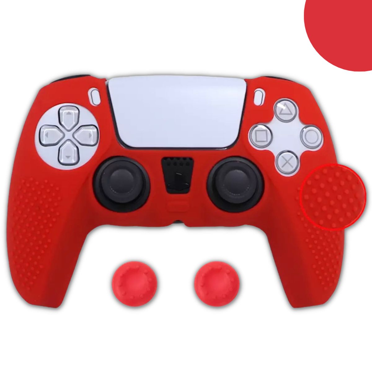 GENERICO - Funda Control Silicona Protectora Mando Ps5 Grips - Rojo