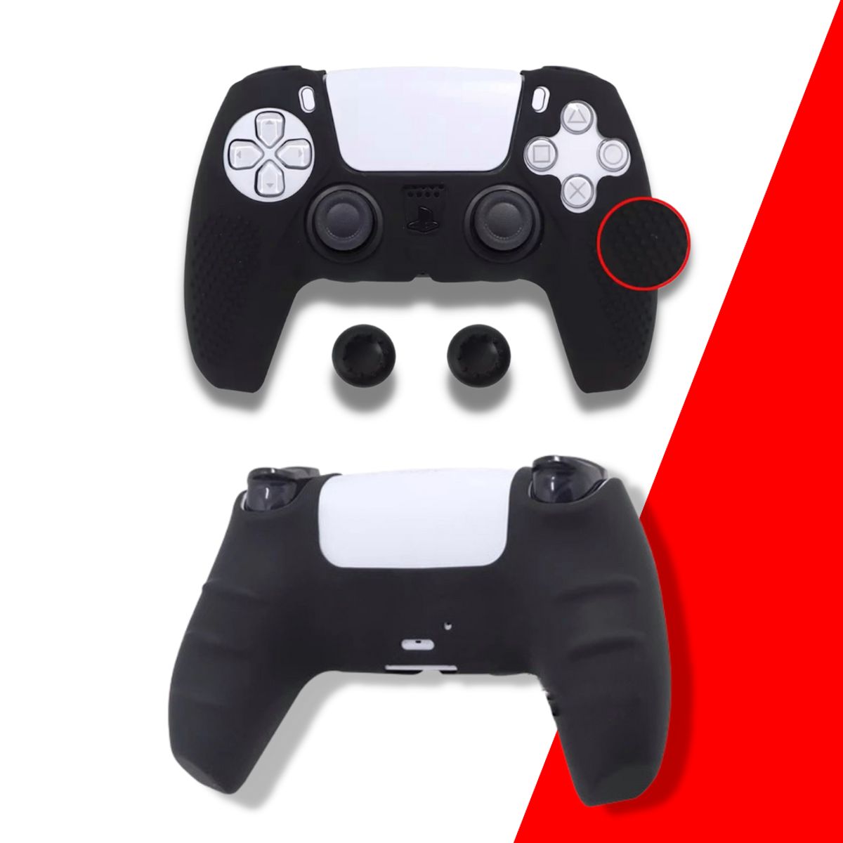 GENERICO - Funda Control Silicona Protectora Mando Ps5 Grips - Rojo