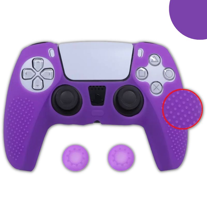 GENERICO - Funda Control Silicona Protectora Mando Ps5 Grips - Morado.