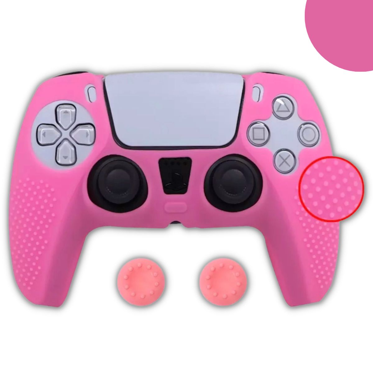 GENERICO - Funda Control Silicona Protectora Mando Ps5 Grips - Rosado