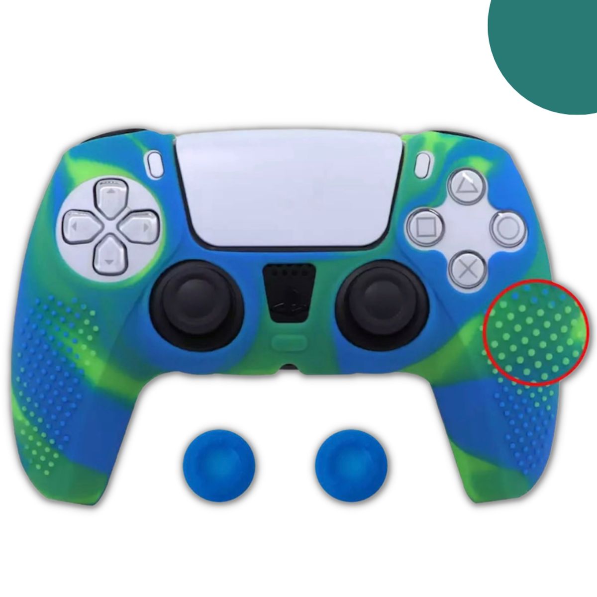GENERICO - Funda Control Silicona Protectora Mando Ps5 Grips - Verde Azul