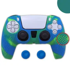 GENERICO - Funda Control Silicona Protectora Mando Ps5 Grips - Verde Azul