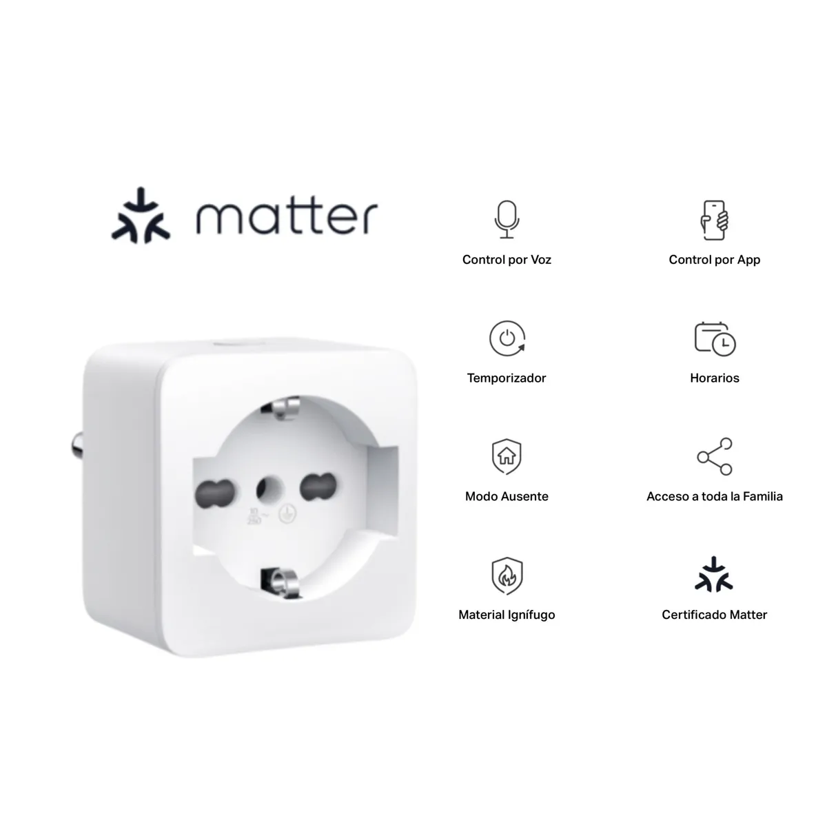 TP LINK - Mini Enchufe inteligente Tapo Wi-Fi 2300W Alexa Google Homekit Matter