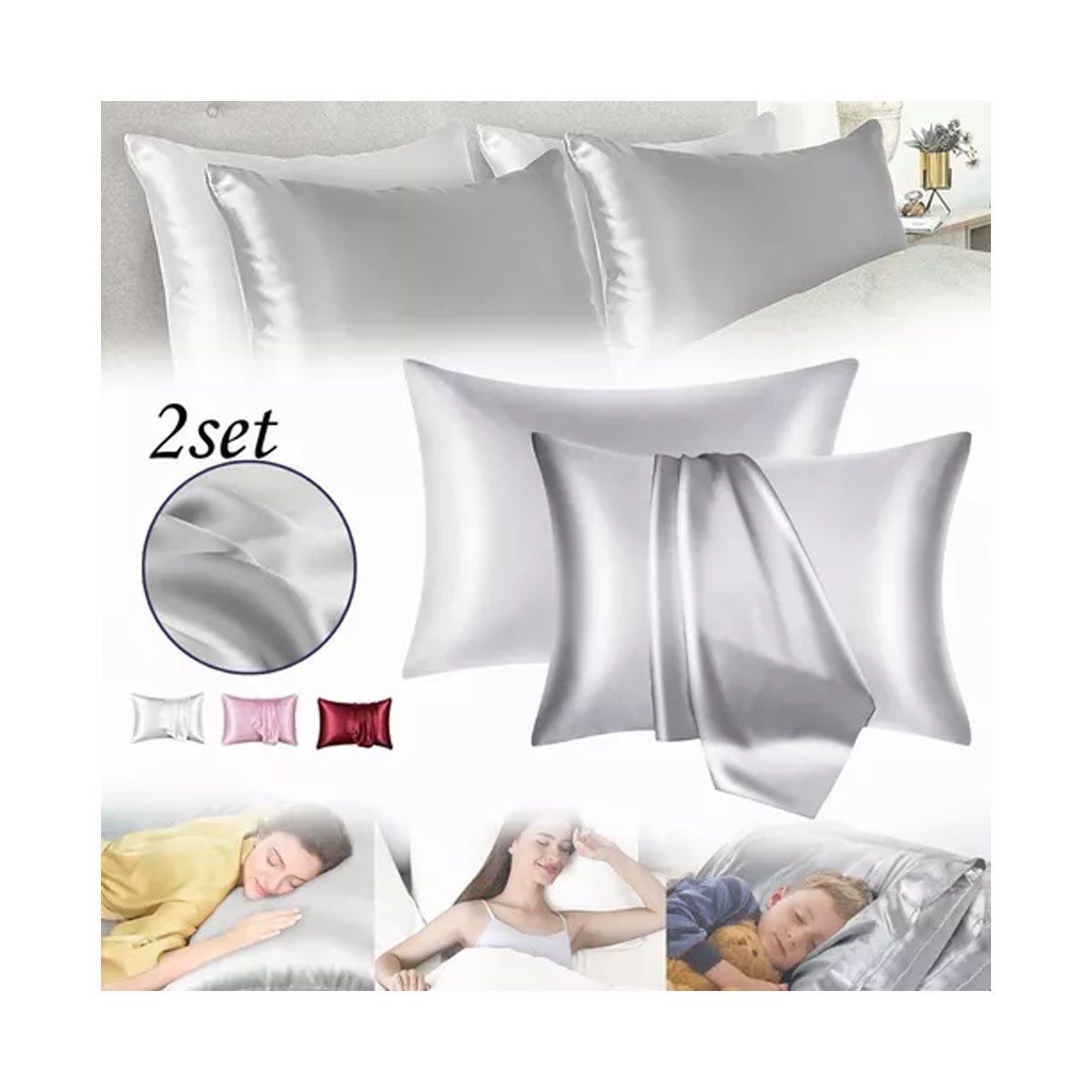 EDWINAYY - Funda Almohada Satin Saten Tipo Seda Variedad De Colores