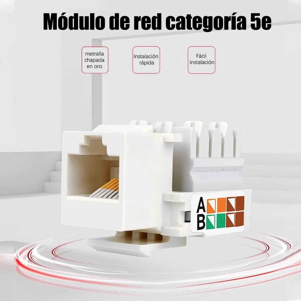 KUANGYE - Pack 10 U Modulo Hembra Rj45 Cat5e Para Tapa Muro Face Plate