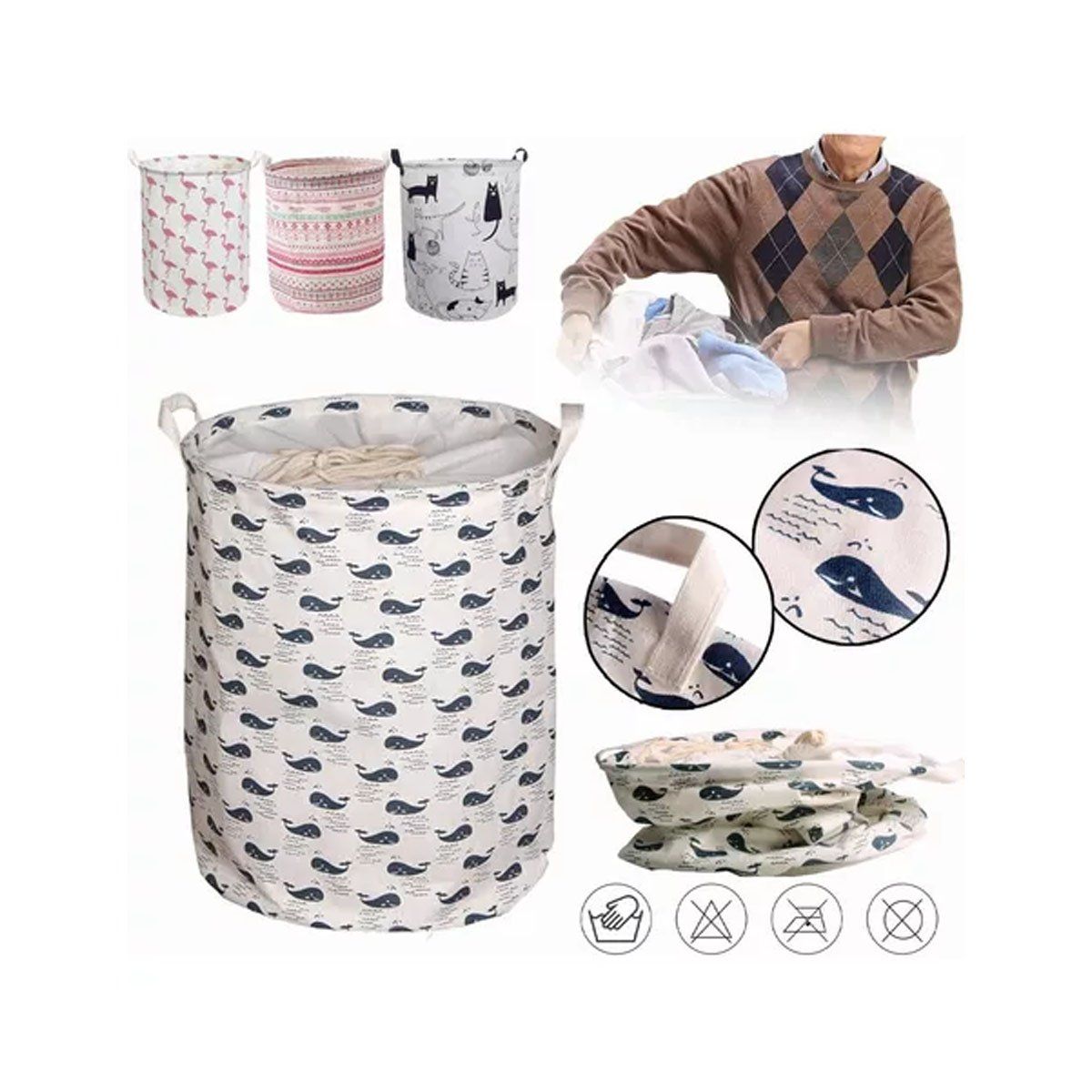 EDWINAYY - Cesto Ropa Sucia Caja De Organizador Tela Canasto Plegable