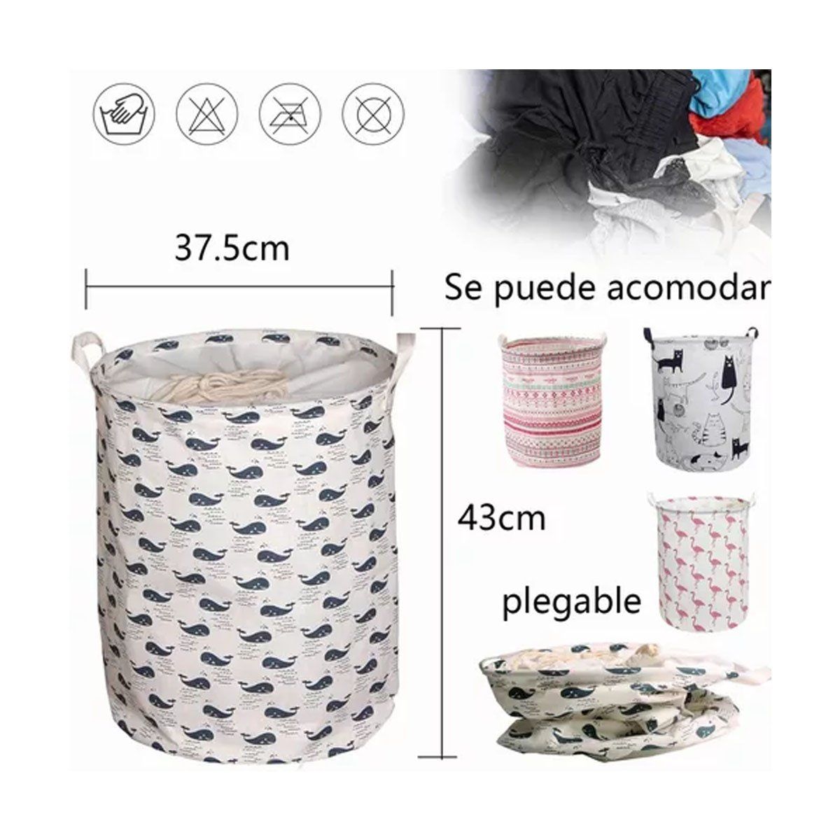 EDWINAYY - Cesto Ropa Sucia Caja De Organizador Tela Canasto Plegable