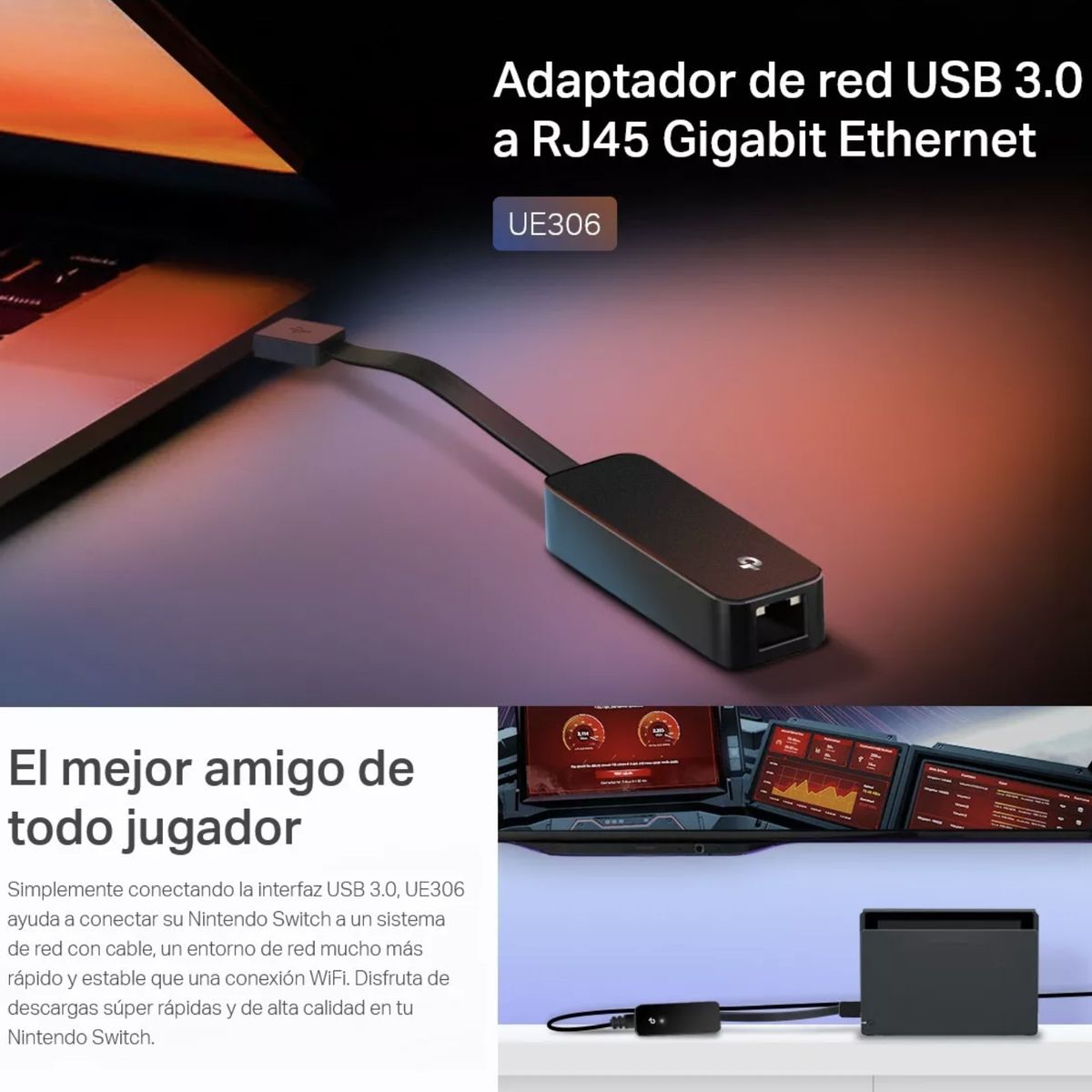 TP LINK - Adaptador de red USB 3.0 a Gigabit Ethernet Compatible Nintendo