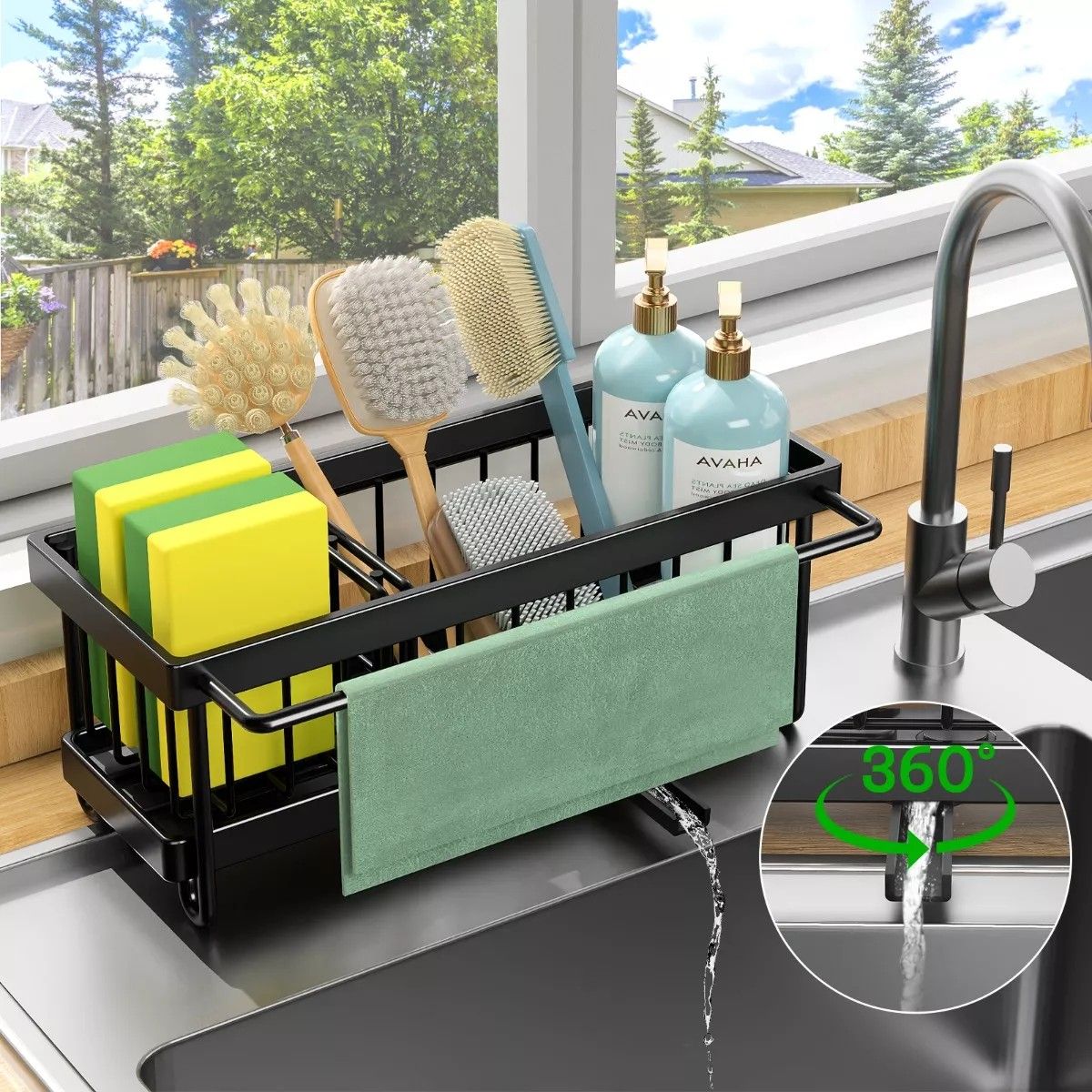 KUANGYE - Estante Inoxidable Drenaje Automátic De Trapo Cocina