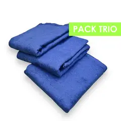 RANCO - PACK 3 Frazadas Térmica 1,5 plazas Lisa Azul  1,5 plazas
