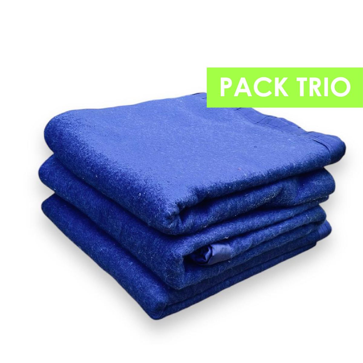 RANCO - PACK 3 Frazadas Térmica 1,5 plazas Lisa  Azul   1,5 plazas