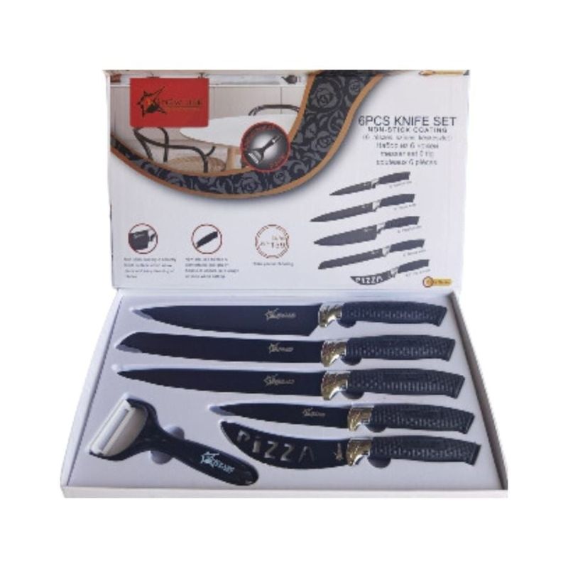 GENERICO - Set Cuchillo 6 Piezas Acero Pelador Puntilla Cuchillo Carne