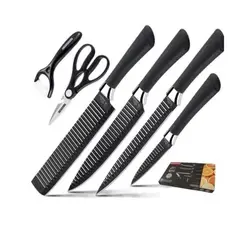 GENERICO - Set De 6 Cuchillos Juego Cuchillos Cocina Tijera Pelador