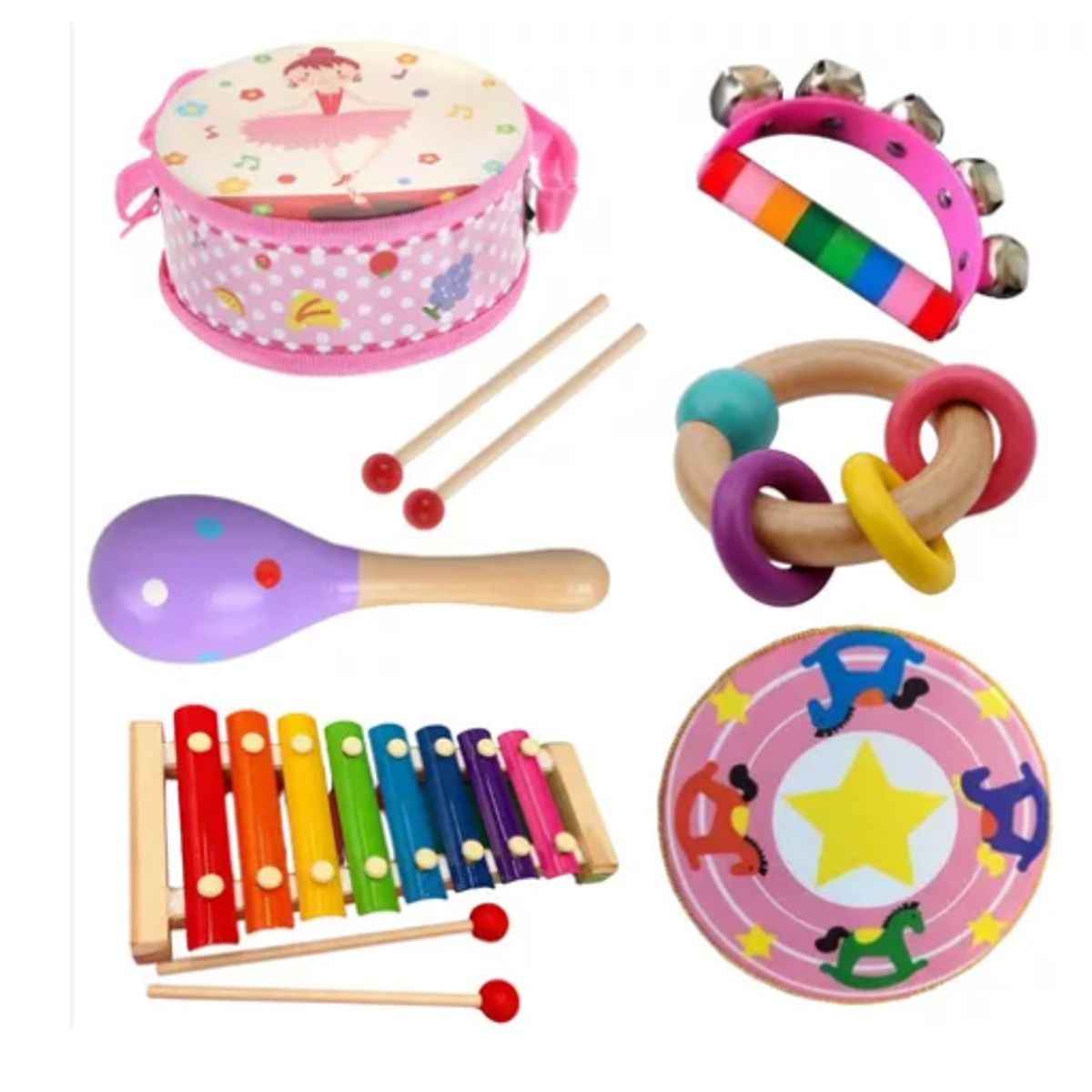 GENERICO - Juguetes Didácticos De Madera Musicales Para Bebés Pack 6