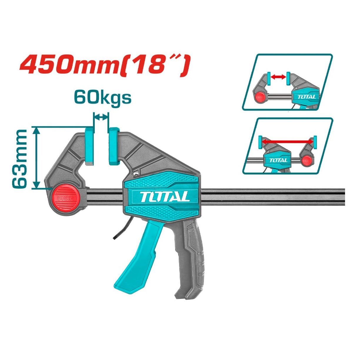 TOTAL TOOLS - Prensa Sargento Rápida 63x450mm TOTAL