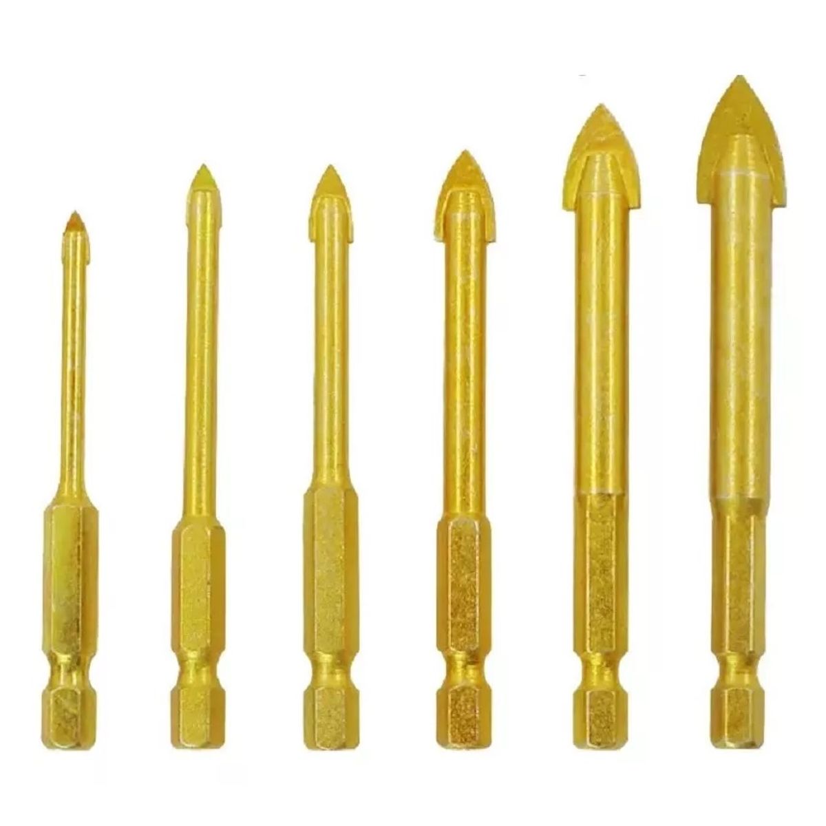 GENERICO - Set 6 Brocas Toma Hexagonal Para Metal Concreto Vidrio Madera Mármol