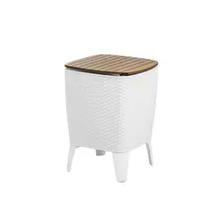 QRUBBER - Mesa Cooler Capri Tipo Rattán Caramelo Terraza MQ