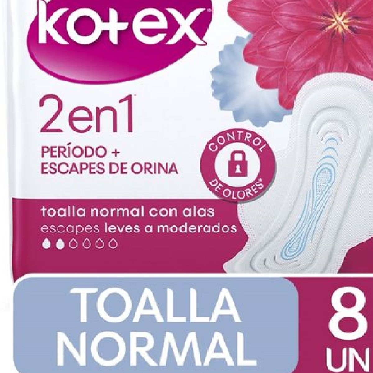 KOTEX - Kotex Toalla Higiénica  2 En 1 - 8 Un