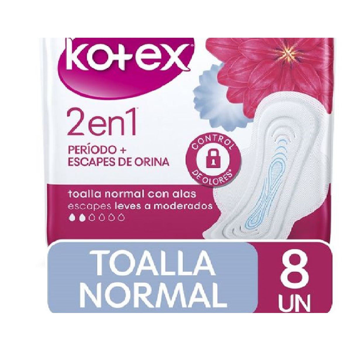 KOTEX - Kotex Toalla Higiénica  2 En 1 - 8 Un