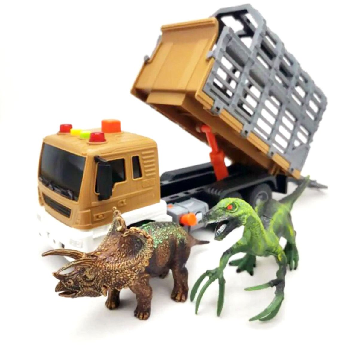 GENERICO - Camión Remolque con Luz y Sonido + Dinosaurios - SC