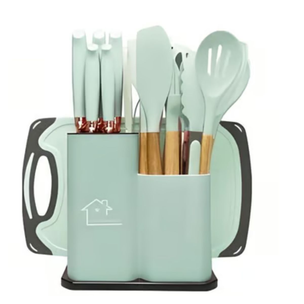 GENERICO - Set De Utensilios De Cocina Silicona 19 Piezas + tabla